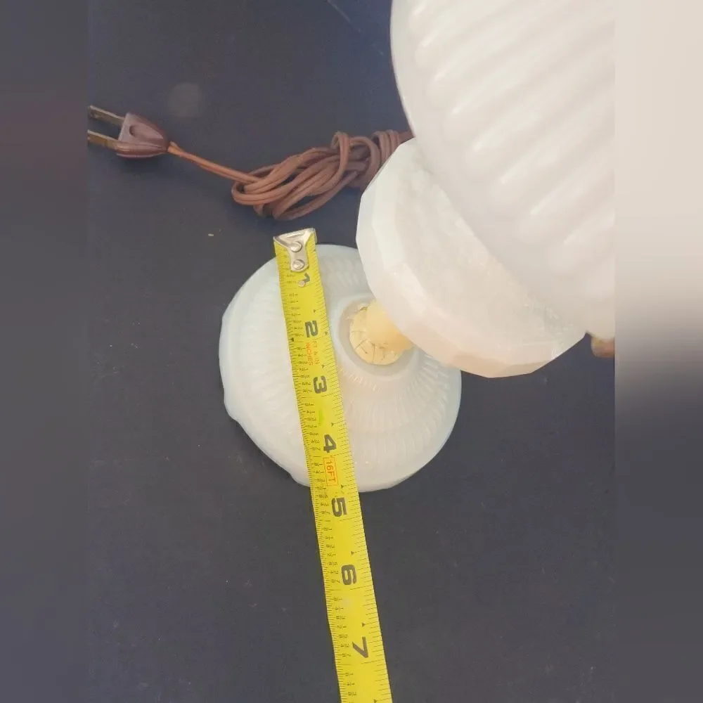 Vintage opaline glass and brass table lamp